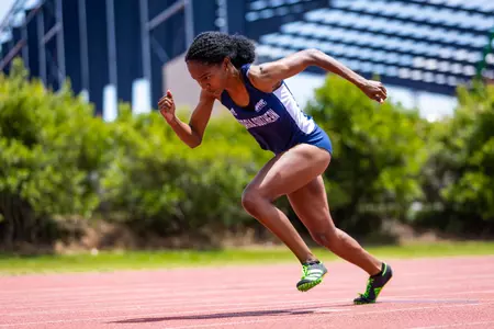 Georgia Southern junior Donisha Jeanty during the Georgia Southern Track & Field Classic at Eagle Track at Erk Russell Athletic Park on April 29, 2023 in Statesboro, Georgia. (Photograph by AJ Henderson / Georgia Southern Athletics)