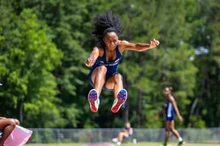 Georgia Southern sophomore Imani Moore during the Georgia Southern Track & Field Classic at Eagle Track at Erk Russell Athletic Park on April 29, 2023 in Statesboro, Georgia. (Photograph by AJ Henderson / Georgia Southern Athletics)