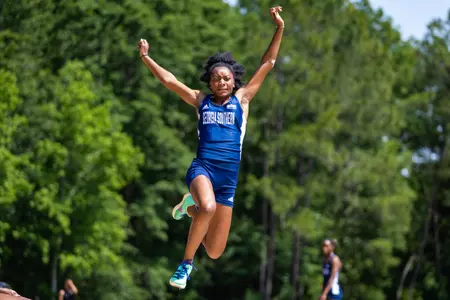 Georgia Southern sophomore Imani Moore during the Georgia Southern Track & Field Classic at Eagle Track at Erk Russell Athletic Park on April 29, 2023 in Statesboro, Georgia. (Photograph by AJ Henderson / Georgia Southern Athletics)