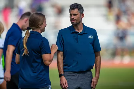 STATESBORO - AUGUST 13: Georgia Southern Women’s Soccer faces Charleston Southern in an Exhibition Match on Eagle Field at Erk Russell Athletic Park on August 13, 2022 in Statesboro, Georgia.