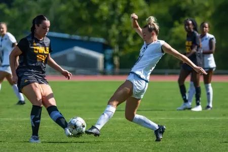 Georgia Southern forward/midfielder Kyleigh Drew (11) during the NCAA women’s soccer match between Georgia Southern and Kennesaw State at Eagle Field at the Erk Russell Athletic Park on August 12, 2023 in Statesboro, Georgia. (Photograph by AJ Henderson / Georgia Southern Athletics)