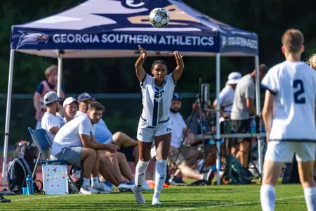 Georgia Southern defender/midfielder Jhenesis Ellerbe (22) during the NCAA women’s soccer match between Georgia Southern and Kennesaw State at Eagle Field at the Erk Russell Athletic Park on August 12, 2023 in Statesboro, Georgia. (Photograph by AJ Henderson / Georgia Southern Athletics)