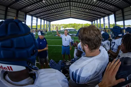 Georgia Southern Football hears from Anthony Tippins as the Eagles practice in the Anthony P. Tippins Family Training Facility for the first time.