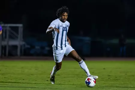 Georgia Southern defender Alex Smith secures a turnover during an NCAA men's soccer match against Mercer on Tuesday, Sept. 19, at Eagle Field in Statesboro.