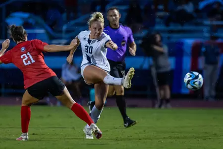 Georgia Southern midfielder Ansleigh Crenshaw (30) during the NCAA women’s soccer match between Georgia Southern and Georgia at Eagle Field at the Erk Russell Athletic Park on September 7, 2023 in Statesboro, Georgia. (Photograph by AJ Henderson / Georgia Southern Athletics)