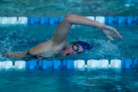 Emma Sutton competes during a meet between the Georgia Southern Eagles, SCAD-Savannah Bees, and the Gardner-Webb Runnin' Bulldogs.