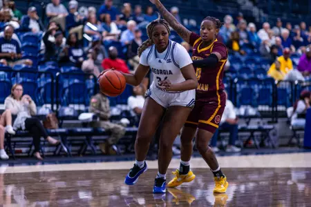 Georgia Southern senior forward Indya Green (34) during the NCAA women’s basketball game between Georgia Southern and Bethune-Cookman at Hanner Fieldhouse on November 12, 2024 in Statesboro, Georgia. (Photograph by AJ Henderson / Georgia Southern Athletics)