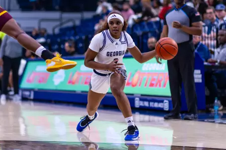 Georgia Southern senior guard Nicole Gwynn (3) during the NCAA women’s basketball game between Georgia Southern and Bethune-Cookman at Hanner Fieldhouse on November 12, 2024 in Statesboro, Georgia. (Photograph by AJ Henderson / Georgia Southern Athletics)