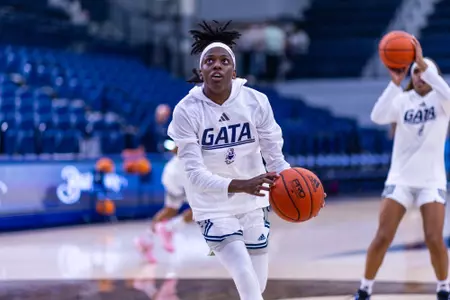 Georgia Southern freshman guard/forward Tamiria Jones (1) during the NCAA women’s basketball game between Georgia Southern and Bethune-Cookman at Hanner Fieldhouse on November 12, 2024 in Statesboro, Georgia. (Photograph by AJ Henderson / Georgia Southern Athletics)