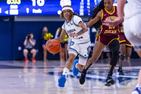 Georgia Southern junior guard Nakiyah Mays-Prince during the NCAA women’s basketball game between Georgia Southern and Bethune-Cookman at Hanner Fieldhouse on November 12, 2024 in Statesboro, Georgia. (Photograph by AJ Henderson / Georgia Southern Athletics)