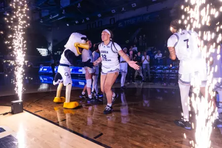 Georgia Southern senior center Leah Johnson (32) during the NCAA women’s basketball game between Georgia Southern and Longwood at Hanner Fieldhouse on November 16, 2024 in Statesboro, Georgia. (Photograph by AJ Henderson / Georgia Southern Athletics)