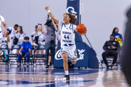 Georgia Southern junior guard Nakiyah Mays-Prince (44) during the NCAA women’s basketball game between Georgia Southern and Coastal Georgia at Jack and Ruth Ann Hill Convocation Center on December 13, 2024 in Statesboro, Georgia. (Photograph by AJ Henderson / Georgia Southern Athletics)