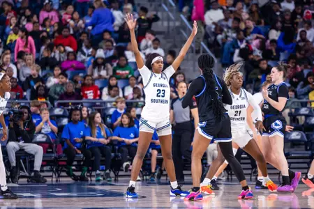 Georgia Southern junior forward Deannasty Smith (23) during the NCAA women’s basketball game between Georgia Southern and Coastal Georgia at Jack and Ruth Ann Hill Convocation Center on December 13, 2024 in Statesboro, Georgia. (Photograph by AJ Henderson / Georgia Southern Athletics)