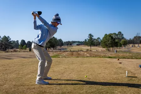 Georgia Southern freshman Brycen Jones during day one of the 2024 Thomas Sharkey Individual Collegiate at Georgia Southern University Golf Course on February 3, 2024 in Statesboro, Georgia. (Photograph by AJ Henderson / Georgia Southern Athletics)
