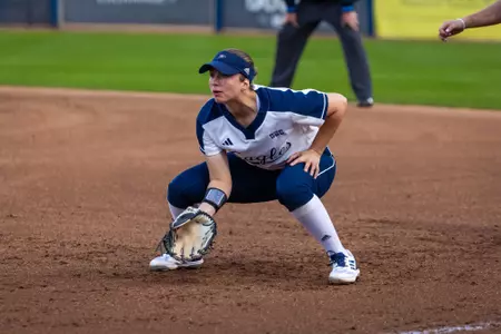 Georgia Southern graduate infielder Katie Perkins (11) during the NCAA softball game between Georgia Southern and Merrimack at Eagle Softball Field on February 9, 2024 in Statesboro, Georgia. (Photograph by AJ Henderson / Georgia Southern Athletics)