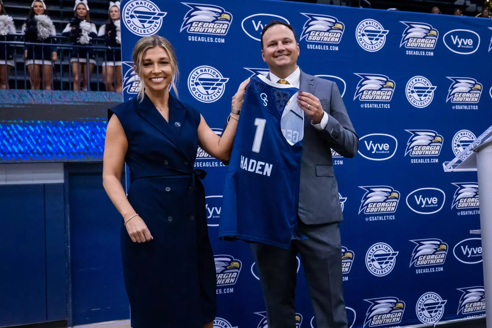 Georgia Southern Athletics introduces Hana Haden as the new Women’s Basketball Head Coach at Hanner Fieldhouse on April 2, 2024 in Statesboro, Georgia. (Photograph by AJ Henderson / Georgia Southern Athletics)