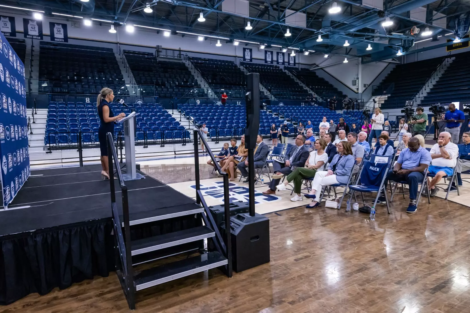 Georgia Southern Athletics introduces Hana Haden as the new Women’s Basketball Head Coach at Hanner Fieldhouse on April 2, 2024 in Statesboro, Georgia. (Photograph by AJ Henderson / Georgia Southern Athletics)