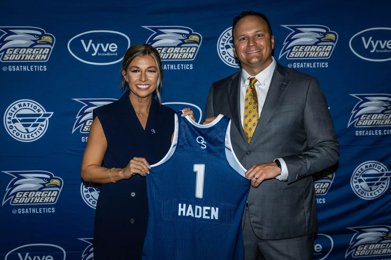 Georgia Southern Athletics introduces Hana Haden as the new Women’s Basketball Head Coach at Hanner Fieldhouse on April 2, 2024 in Statesboro, Georgia. (Photograph by AJ Henderson / Georgia Southern Athletics)