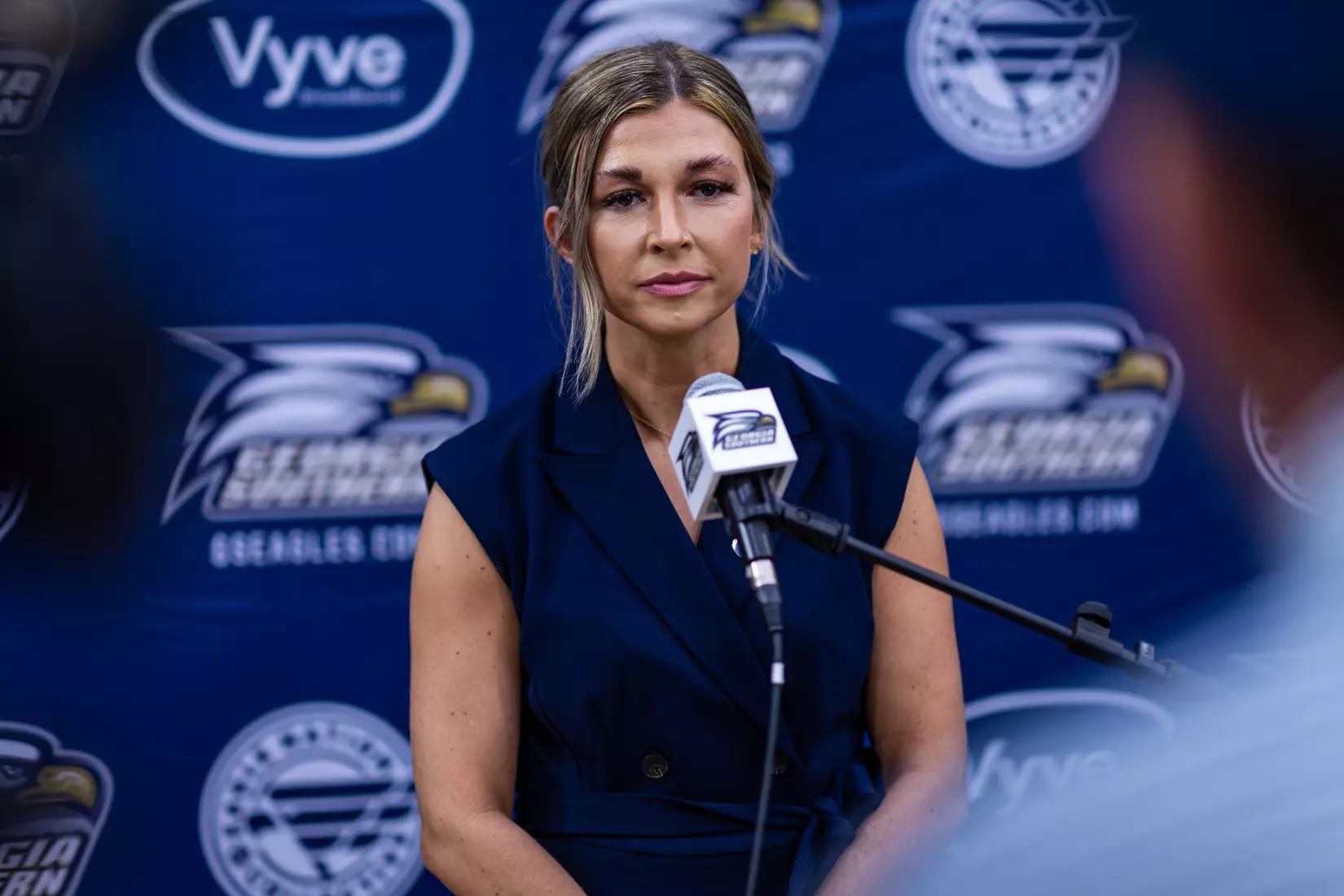 Georgia Southern Athletics introduces Hana Haden as the new Women’s Basketball Head Coach at Hanner Fieldhouse on April 2, 2024 in Statesboro, Georgia. (Photograph by AJ Henderson / Georgia Southern Athletics)