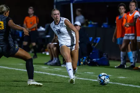 Georgia Southern defender Olivia Golden during the NCAA women’s soccer match between Georgia Southern and Kennesaw State at Tormenta Stadium on August 22, 2024 in Statesboro, Georgia. (Photograph by AJ Henderson / Georgia Southern Athletics)