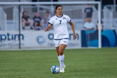 Georgia Southern forward Kendall Wilson (7) during the NCAA women’s soccer match between Georgia Southern and Kennesaw State at Tormenta Stadium on August 22, 2024 in Statesboro, Georgia. (Photograph by AJ Henderson / Georgia Southern Athletics)