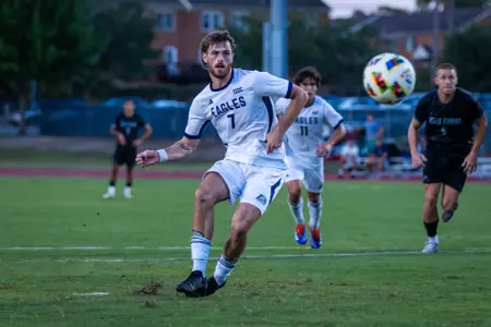 Georgia Southern forward Ryan Holmes (7) during the NCAA men’s soccer match between Georgia Southern and North Florida at Bo Pitts Field on September 9, 2024 in Statesboro, Georgia. (Photograph by AJ Henderson / Georgia Southern Athletics)