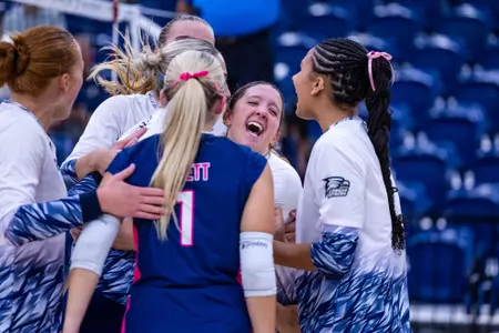 during the NCAA women’s volleyball game between Georgia Southern and Maryland Eastern Shore at Hanner Fieldhouse on September 5, 2024 in Statesboro, Georgia. (Photograph by AJ Henderson / Georgia Southern Athletics)