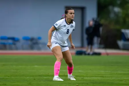 Georgia Southern defender/midfielder Maryann Beach (8) during the NCAA women’s soccer match between Georgia Southern and Old Dominion at Bo Pitts Field on October 11, 2025 in Statesboro, Georgia. (Photograph by AJ Henderson / Georgia Southern Athletics)