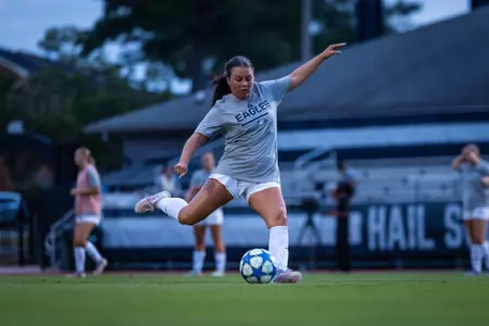 Georgia Southern midfielder/forward Mia Glisson (34) during the NCAA women’s soccer match between Georgia Southern and Georgia State at Bo Pitts Field on October 2, 2025 in Statesboro, Georgia. (Photograph by AJ Henderson / Georgia Southern Athletics)