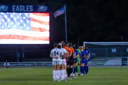 Georgia Southern team during the NCAA women’s soccer match between Georgia Southern and Georgia State at Bo Pitts Field on October 2, 2025 in Statesboro, Georgia. (Photograph by AJ Henderson / Georgia Southern Athletics)
