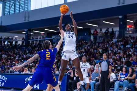 Georgia Southern senior guard/forward Kishya Anderson (24) during the NCAA women’s basketball game between Georgia Southern and LSU at Jack and Ruth Ann Hill Convocation Center on November 9, 2025 in Statesboro, Georgia. (Photograph by AJ Henderson / Georgia Southern Athletics)