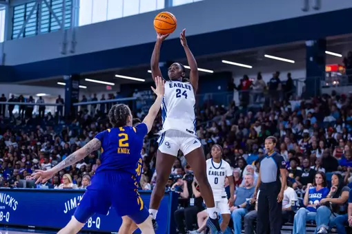 Georgia Southern senior guard/forward Kishya Anderson (24) during the NCAA women’s basketball game between Georgia Southern and LSU at Jack and Ruth Ann Hill Convocation Center on November 9, 2025 in Statesboro, Georgia. (Photograph by AJ Henderson / Georgia Southern Athletics)