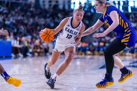Georgia Southern junior forward Liv Fuller (12) during the NCAA women’s basketball game between Georgia Southern and LSU at Jack and Ruth Ann Hill Convocation Center on November 9, 2025 in Statesboro, Georgia. (Photograph by AJ Henderson / Georgia Southern Athletics)