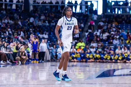 Georgia Southern freshman forward McKayla Hosley (23) during the NCAA women’s basketball game between Georgia Southern and LSU at Jack and Ruth Ann Hill Convocation Center on November 9, 2025 in Statesboro, Georgia. (Photograph by AJ Henderson / Georgia Southern Athletics)