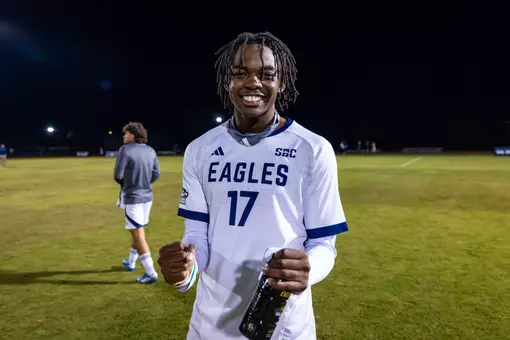 Georgia Southern forward Ricky Louis (17) during the NCAA men’s soccer match between Georgia Southern and South Carolina at Bo Pitts Field on October 31, 2025 in Statesboro, Georgia. (Photograph by AJ Henderson / Georgia Southern Athletics)
