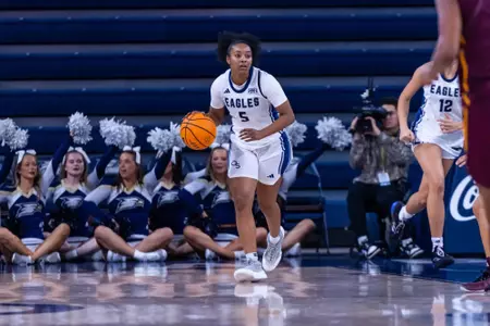 Georgia Southern junior guard Kyla Bryant (5) during the NCAA women’s basketball game between Georgia Southern and Central Michigan at Jack and Ruth Ann Hill Convocation Center on November 3, 2025 in Statesboro, Georgia. (Photograph by AJ Henderson / Georgia Southern Athletics)