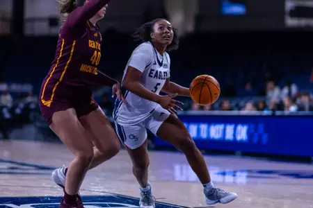 Georgia Southern junior guard Kyla Bryant (5) during the NCAA women’s basketball game between Georgia Southern and Central Michigan at Jack and Ruth Ann Hill Convocation Center on November 3, 2025 in Statesboro, Georgia. (Photograph by AJ Henderson / Georgia Southern Athletics)