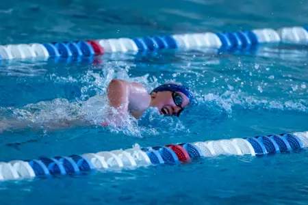 Georgia Southern swimmer Grace Drawdy in the 500 freestyle during the NCAA swimming & diving meet between Georgia Southern and North Florida at RAC Natatorium on January 25, 2025 in Statesboro, Georgia. (Photograph by AJ Henderson / Georgia Southern Athletics)