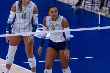 Georgia Southern setter Lexi Duffy (2) during the NCAA women’s volleyball game between Georgia Southern and Alabama State at Hanner Fieldhouse on September 19, 2024 in Statesboro, Georgia. (Photograph by AJ Henderson / Georgia Southern Athletics)