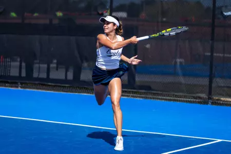 Georgia Southern freshman Amelie Rosadoro during the NCAA women’s tennis match between Georgia Southern and Coastal Carolina at Wallis Tennis Center on March 14, 2025 in Statesboro, Georgia. (Photograph by AJ Henderson / Georgia Southern Athletics)