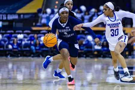 Georgia Southern during Game Five of the 2025 Sun Belt Conference Women’s Basketball Championships between Georgia Southern and Georgia State at Pensacola Bay Center on March 6, 2025 in Pensacola, Florida. (Photograph by AJ Henderson / Sun Belt Conference)