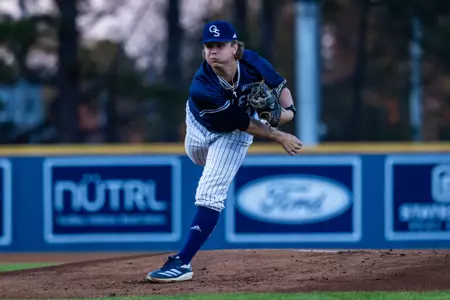 Georgia Southern right-handed pitcher Carson Bryant (26) during the NCAA baseball game between Georgia Southern and College of Charleston at Jack Stallings Field at J.I. Clements Stadium on February 25, 2025 in Statesboro, Georgia. (Photograph by AJ Henderson / Georgia Southern Athletics)