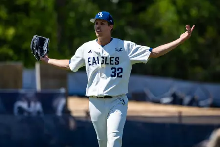 Georgia Southern left-handed pitcher Carter DeGondea (32) during the NCAA baseball game between Georgia Southern and Old Dominion at Jack Stallings Field at J.I. Clements Stadium on April 13, 2025 in Statesboro, Georgia. (Photograph by AJ Henderson / Georgia Southern Athletics)