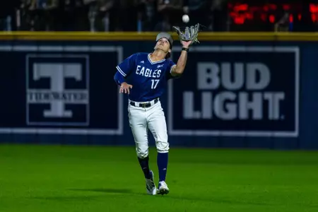 Georgia Southern outfielder Jett Lovett (17) during the NCAA baseball game between Georgia Southern and Georgia Tech at Jack Stallings Field at J.I. Clements Stadium on February 18, 2025 in Statesboro, Georgia. (Photograph by AJ Henderson / Georgia Southern Athletics)