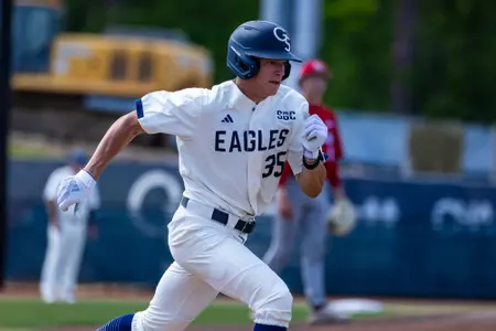 Georgia Southern infielder Jack Myers (35) during the NCAA baseball game between Georgia Southern and Arkansas State at Jack Stallings Field at J.I. Clements Stadium on April 19, 2025 in Statesboro, Georgia. (Photograph by AJ Henderson / Georgia Southern Athletics)