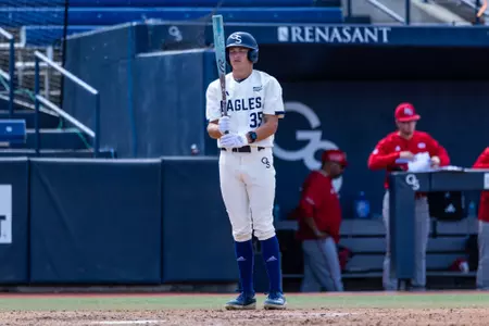 Georgia Southern infielder Jack Myers (35) during the NCAA baseball game between Georgia Southern and Arkansas State at Jack Stallings Field at J.I. Clements Stadium on April 19, 2025 in Statesboro, Georgia. (Photograph by AJ Henderson / Georgia Southern Athletics)