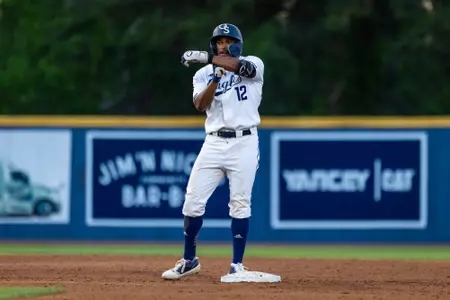Georgia Southern infielder Sean Smith (12) during the NCAA baseball game between Georgia Southern and Arkansas State at Jack Stallings Field at J.I. Clements Stadium on April 18, 2025 in Statesboro, Georgia. (Photograph by AJ Henderson / Georgia Southern Athletics)