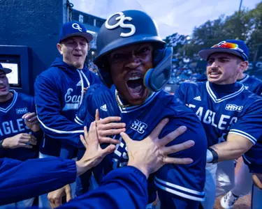 Georgia Southern infielder Sean Smith (12) during the NCAA baseball game between Georgia Southern and Georgia Tech at Jack Stallings Field at J.I. Clements Stadium on February 18, 2025 in Statesboro, Georgia. (Photograph by AJ Henderson / Georgia Southern Athletics)
