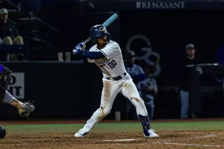 Georgia Southern outfielder Juju Stevens (0) during the NCAA baseball game between Georgia Southern and Western Carolina at Jack Stallings Field at J.I. Clements Stadium on February 14, 2025 in Statesboro, Georgia. (Photograph by AJ Henderson / Georgia Southern Athletics)