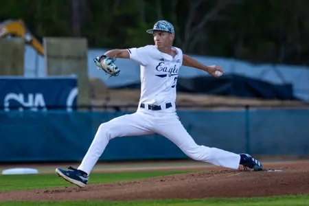 Georgia Southern left-handed pitcher Evan Vandenbosch (27) during the NCAA baseball game between Georgia Southern and North Florida at Jack Stallings Field at J.I. Clements Stadium on March 26, 2025 in Statesboro, Georgia. (Photograph by AJ Henderson / Georgia Southern Athletics)